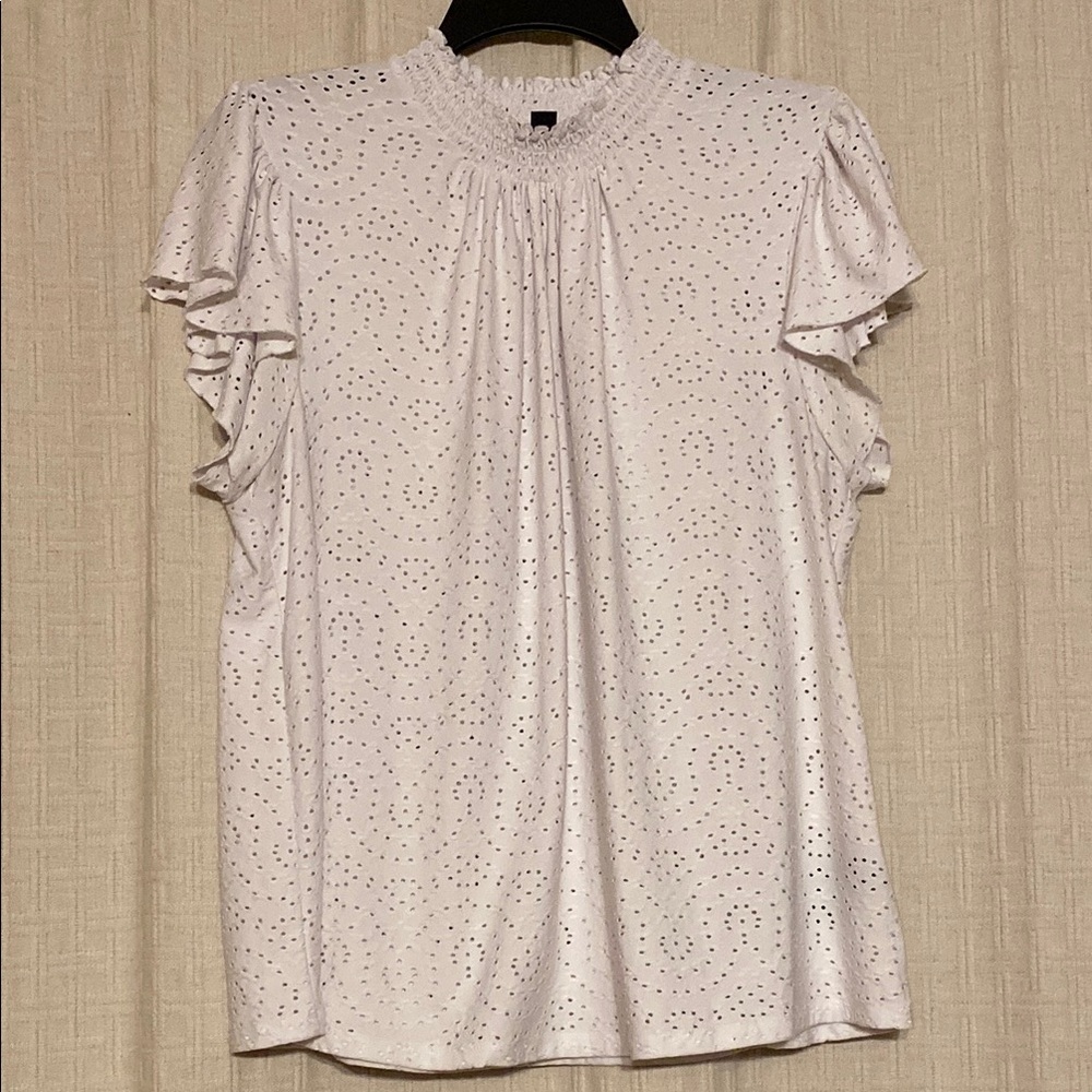 White Eyelet Ruffle Sleeve Top Women’s size 1X